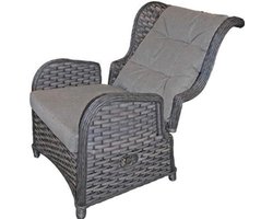 Rattan Relaxstoel – Tuinstoel – Loungestoel – Rotan Stoel – Verstelbare Fauteuil – Luxe Polyrattan – Inclusief Voetensteun – Comfortabele Foam Kussens