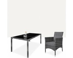 Rattan Tuinset 9-delig 190 x 190 cm – Luxe Polyrattan Loungeset voor 8 Personen met Glazen Tafel, Inclusief Beschermhoes & Comfort Kussens – Weerbestendige Balkon en Terras Meubelen – Urbanhome