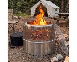 Rauchfreie Feuerstelle, Holzfeuerstelle, Grillfeuerstelle, Edelstahl, Tragbar für den Außenbereich (Smokeless Fire Pit, Wood Fire Pit, BBQ Fire Pit, Stainless Steel, Portable Outdoor)