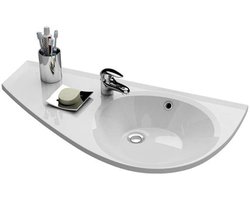 Ravak Avocado - Wastafel 85x45 cm, met overloop, met kraangat, opbergruimte links, wit XJ1L1100000