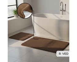 Raved Badmat Set – 75×45 cm + 50×40 cm – Bruin – Memory Foam – Anti-Slip – Wasbaar – 2-delig
