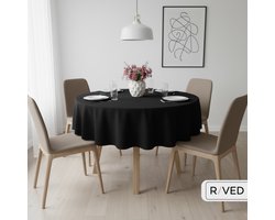 Raved Elof Tafelkleed Rond 180 cm – Katoen – Zwart – Uitwasbaar