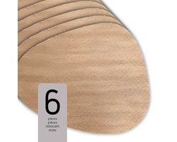 Raved Placemats Alice - Set van 6 Stuks - Latte - Leatherlook - Kunststof - Ovaal - Eettafel - Onderlegger - Waterafstotend