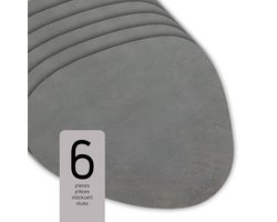 Raved Placemats Alma - Set van 4 Stuks - Antraciet - Leatherlook - Kunststof - Ovaal - Eettafel - Onderlegger - Waterafstotend