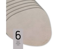 Raved Placemats Alma - Set van 6 Stuks - Dove - Leatherlook - Kunststof - Ovaal - Eettafel - Onderlegger - Waterafstotend