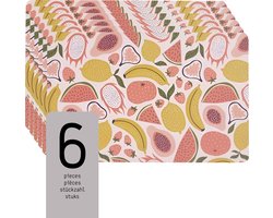 Raved Placemats Britt - Set van 6 Stuks - Zomerfruit - Roze - Eettafel - Onderlegger - Waterafstotend