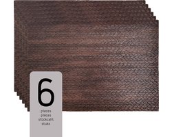 Raved Placemats Elsa - Set van 6 Stuks - Bruin - Leatherlook - Kunststof - Eettafel - Onderlegger - Waterafstotend