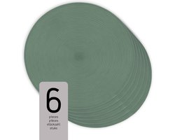 Raved Placemats Maja - Set van 6 Stuks - Groen - Rond - Kunststof - Eettafel - Onderlegger - Waterafstotend