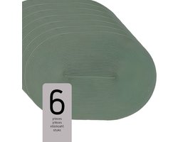 Raved Placemats Selma - Set van 6 Stuks - Groen - Ovaal - Kunststof - Eettafel - Onderlegger - Waterafstotend