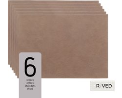 Raved Placemats - Set van 6 Stuks - Vera - Taupe - Kunststof - Eettafel - Onderlegger - Waterafstotend