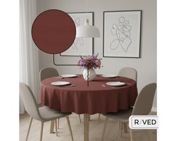 Raved Rond Tafelkleed - 160 cm ø - Polyester Bruin - Kreukvrij