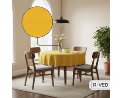 Raved Rond Tafelkleed - 160 cm ø - Polyester Geel - Kreukvrij