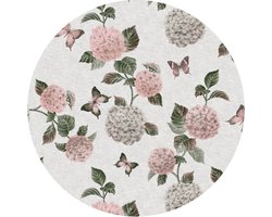 Raved Rond Tafelzeil - 140 cm ø - Hortensia Paars - PVC - Afwasbaar