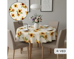 Raved Rond Tafelzeil - 160 cm ø - Zonnebloem Geel - PVC - Afwasbaar
