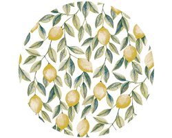 Raved Rond Tafelzeil - Citroentjes 140 cm ø - Geel - PVC - Afwasbaar