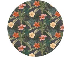 Raved Rond Tafelzeil – Jungle 140 cm ø – Geel – Tropisch Motief – PVC – Afwasbaar