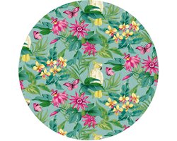 Raved Rond Tafelzeil – Jungle 140 cm ø – Roze – PVC – Afwasbaar – Tropisch Design