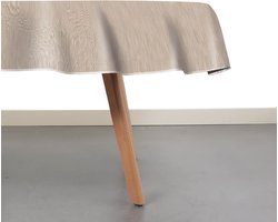 Raved Rond Tafelzeil – Ø 140 cm - Linnen Look – Beige – PVC – Afwasbaar - Extra Sterk