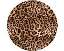 Raved Rond Tafelzeil - Panterprint 140 cm ø - Bruin - PVC - Afwasbaar