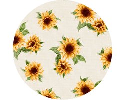 Raved Rond Tafelzeil - Zonnebloem 140 cm ø - Geel - PVC - Afwasbaar