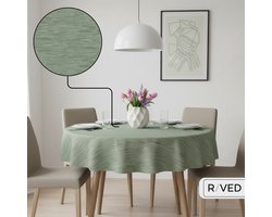 Raved Tafelzeil - 140 cm Rond - Linnenlook Groen - PVC - Afwasbaar - Extra sterk