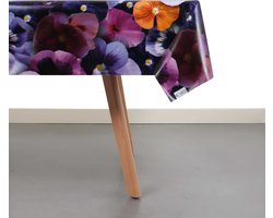 Raved Tafelzeil – 140 cm x 140 cm – Bloemen Paars – PVC – Afwasbaar