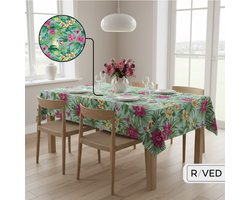 Raved Tafelzeil 140x140 cm - Jungle Roze - PVC - Afwasbaar - Binnen/Buiten