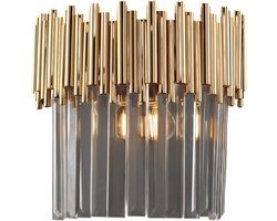 Ravel - Gouden ijzeren wandlamp met strass steentjes 2 lichts .28 - P.14 - BL268-AP2-OR