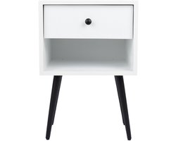 RAVEN Nachtkastje – Zwart/Wit – 40x40x60 cm – Met Soft-Close Lade & Open Opbergvak