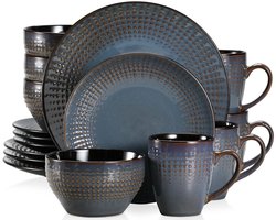 Raven Trading - Serviesset - Servies - Borden - Bordenset - Koffiekopjes - Kommen - 16 delig - 4 persoons - Donker grijs