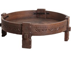 Raw Materials Bruine bijzettafel - "Grinding bowl" - 73x73x25 cm