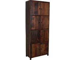 Raw Materials Factory kast - 8 deurtjes - 80x38x200 cm - Gerecycled hout