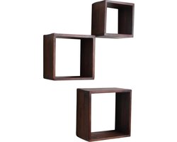Raw Materials Factory wandplank Kubus - set van 3 - Gerecycled hout