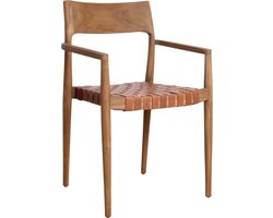 Raw Materials - Freya Eetkamerstoel met armleuning - 54x45x80 cm - Bruin leer