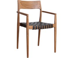 Raw Materials - Freya Eetkamerstoel met armleuning - 54x45x80 cm - Zwart leer