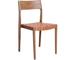 Raw Materials - Freya Eetkamerstoelen - Teakhout - Bruin leder - Set van 2
