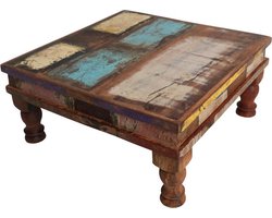 Raw Materials Scrapwood Bijzettafel – Salontafel - 33x33x16 cm – Gerecycled hout