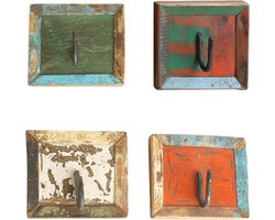 Raw Materials Scrapwood Wandkapstok – Set van 4 – Gerecycled hout