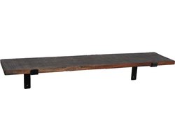 Raw Materials Wandplank - Gerecycled donkerhout - Metalen dragers - 80 cm