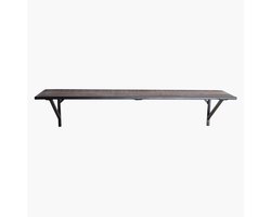 Raw Materials Wandplank Metaal & Hout - Zwarte Wandplank met Metalen Frame - Industrieel - 80 x 18 x 17 cm
