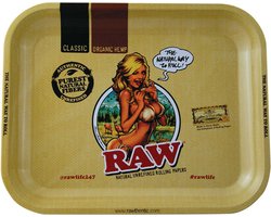 RAW - METAL ROLLING TRAY - RAW GIRL - LARGE (34 x 27.5 cm)