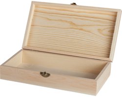 Rayher hobby Houten kistje met sluiting en deksel - 25 x 14 x 6 cm - Sieraden/spulletjes/sleutels - kleine kistjes
