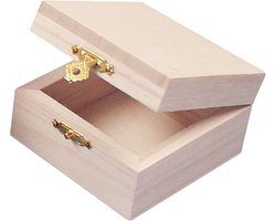 Rayher hobby Houten kistje met sluiting en deksel - 7 x 7 x 4 cm - Sieraden/spulletjes/sleutels - kleine kistjes