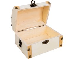 Rayher hobby Houten kistje/box met sluiting en deksel - 13 x 10 x 8 cm - Sieraden/spulletjes/sleutels - kleine kistjes - schatkistje