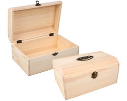 Rayher Hobby Kistje - 2x - box - hout - met sluiting en deksel - 24 x 16 x 11 cm - opbergen