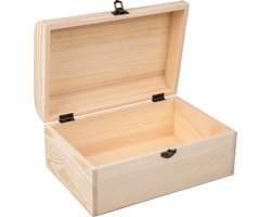 Rayher Hobby Kistje - box - hout - met sluiting en deksel - 24 x 16 x 11 cm - opbergen