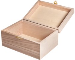 Rayher Hobby kistje/box - hout - met sluiting en deksel - 15 x 11 x 8 cm - opbergen