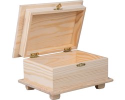 Rayher Hobby kistje/box - hout - met sluiting en deksel - 19 x 10 x 13 cm - opbergen