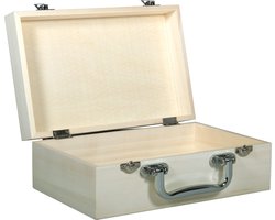 Rayher Hobby kistje/box - hout - met sluiting en deksel - 25 x 16 x 9 cm - opbergen