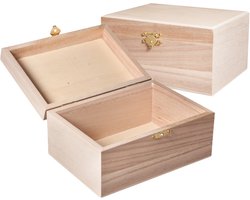 Rayher Hobby kistjes - Houten kistje met deksel - 2 stuks - 15 x 11 x 8 cm